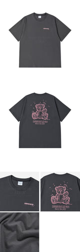 24FW ハンドスケッチベア半袖Tシャツ チャコール