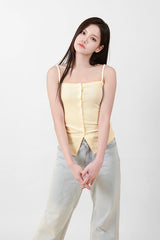 ボタンノースリーブトップス Yellow
