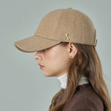 VA Curved Stud Link Wool-Blend Ball Cap  / Beige