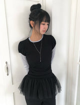 Natin Tencel Puff Shirring Short Sleeve T-shirt