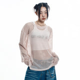 カットオフネットニット- BEIGE