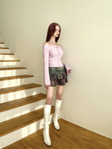 Aurora frill denim mini sk
