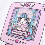 Computer Angel Half T-shirt - WHITE