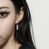 [Silver925] BlackPurple Minimal Tag Earrings