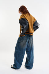 Morgan reverse pocket wide denim pants