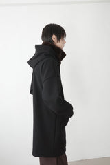 relaxed hood wool coat