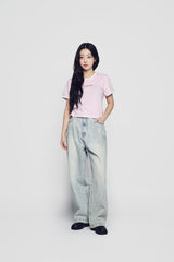 24FWベリーコラージュロゴクロップ半袖Tシャツ ピンク