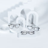 Knouun Square titanium glasses CODE. 104. A Navy N Silver