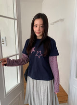 Baffon Stripe Star Layered Long Sleeve Tee