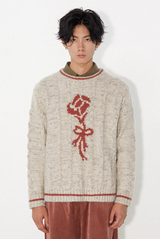 Color-block cable-knit pullover sweater