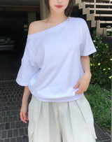 Witty Off-shoulder Short-sleeve Sweatshirt