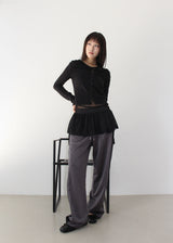 PEARL MESH SHIRRING TOP