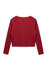 LYLA LAYERED CARDIGAN / RED-WHITE