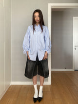 Blue Stripe Loose Fit Long Sleeve Shirt