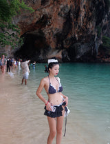 a dot-frilled bikini