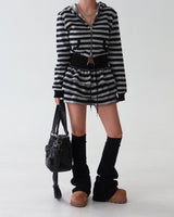 Tsuki Stripe Hooded Zip-Up Jacket
