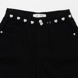 ハートエンブロイダードブラックデニムショーツ code 18206