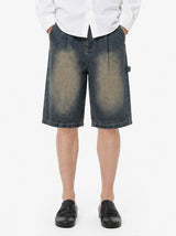 アーバンカーペンターバミューダデニムパンツ (muddy indigo)