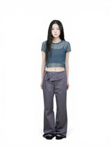MESH CHECK CROP TEE (BLUE)