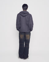 25FW LOW GAUGE CABLE KNIT HOODIE CHARCOAL