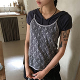 パッドスラブパフ半袖フード付きTシャツ