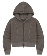 PIGMENT WASHED BIKER CROP ZIP-UP HOODIE