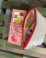 Multi stripe flat pouch - blue , S size