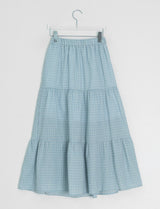 Hinari Check Tiered Banding Long Skirt