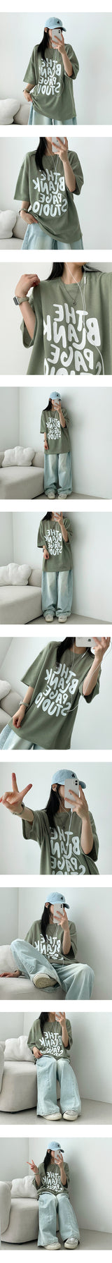 Pev lettering short-sleeved knit shirt