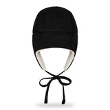 VA Curved Circle Logo Suede Flap Cap / Black