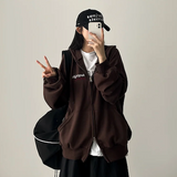Moco Number Patch Embroidery Overfit Two Way Hooded Zip-Up