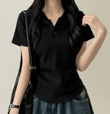 Brie button food short sleeve tee
