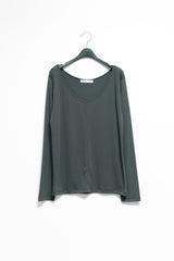 soft deep neck long top(3colors)