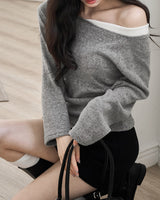 Uhan Contrast Unbalanced T-shirt