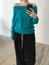 Slash mohair off-shoulder knit (3 colors)