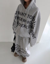 [UNISEX] ワンツーレタリングオーバーサイズフィットフーディドジップアップジャケット