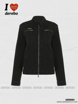 London black denim casual zip-up jacket
