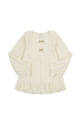 (24218WTLLN) ULLALA PAJAMAS Le Mans Long Sleeve Two-Piece Cream (30'S) Free Size