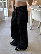 [Unisex] ステッチブーツカットデニムパンツ