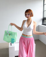 4 color banding harem baggy Aladdin half-length shorts