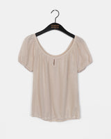 Eveni Shirring Volume Hole Short Sleeve Knit