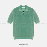 LMN リフェルピグメントウォッシャブルカラーショートスリーブニットウェア (5 colors)