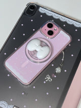 cute ribbon phone grip - white (magsafe)