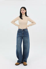 RIBBON-DYED CURVED FIT DENIM_BLUE code 26015