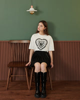 ハートプリントTシャツ [WHITE]