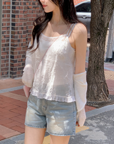 [SHOPPERMADE] フラワーシースルー 2WAY ノースリーブブラウス