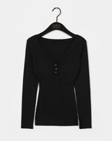 sort V-neck button slim fit V-neck T-shirt