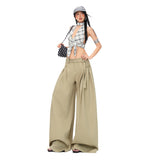 Tie-Detail Puddle Wide-Leg Pants