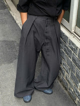 Loose Fit Pleated Buttoned Pants
