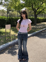Tego Vintage Washing Denim Bootcut Pants